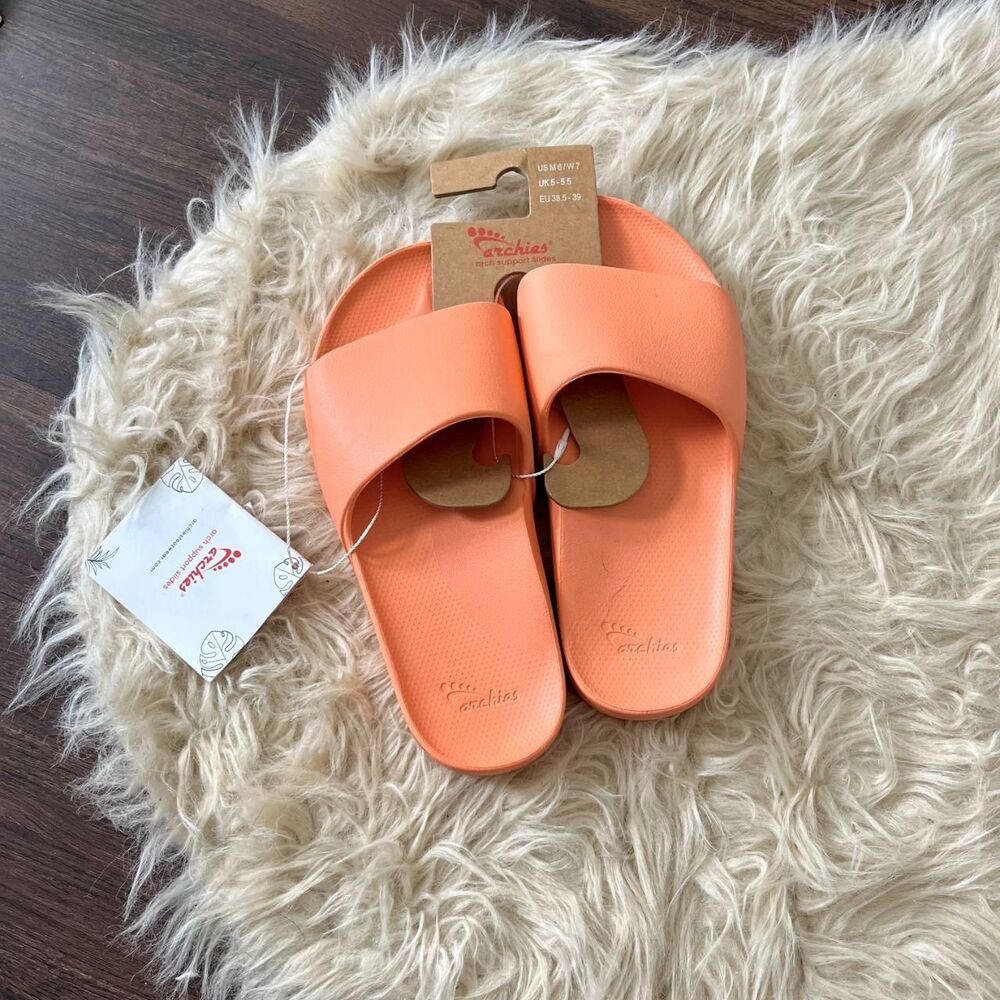 NEW NWT Archies Peach Arch Support Slides / Sandals Size US Mens 6 / Womens 7
